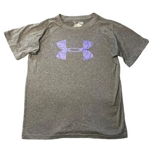 Under Armour Youth‎ Medium Gray Short Sleeve Heatgear Activewear T-Shirt